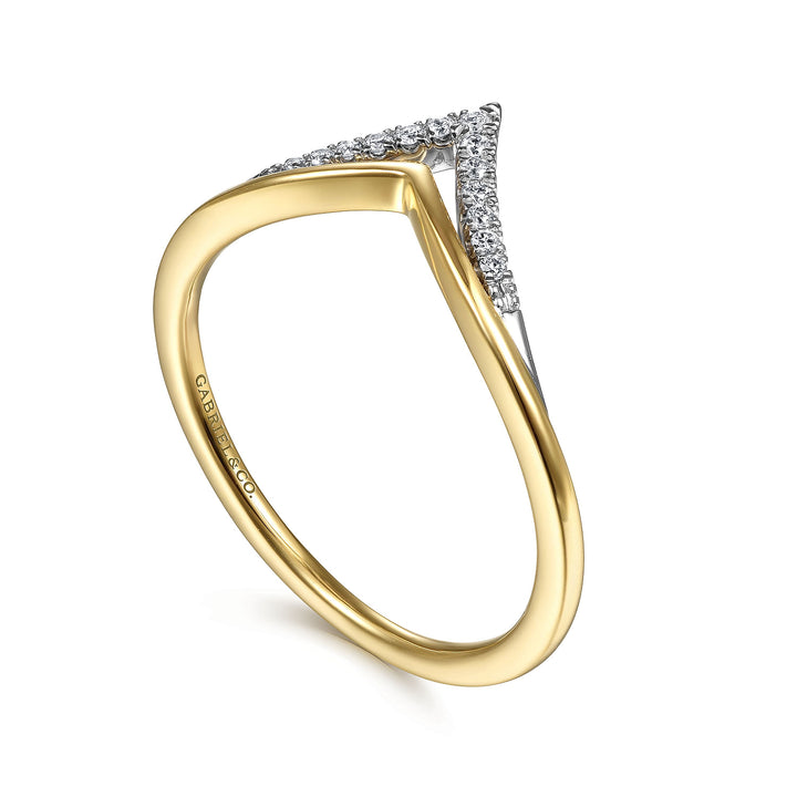 14K White-Yellow Gold Diamond Chevron Ring LR51826M45JJ