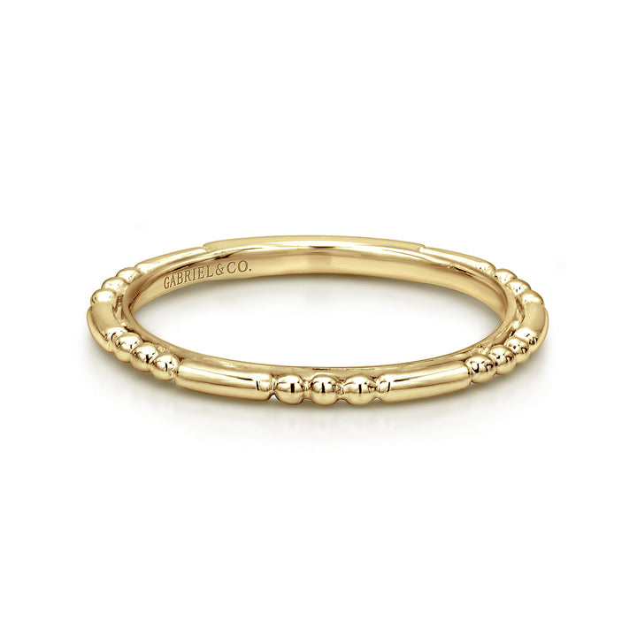 14K Yellow Gold Ball and Bar Station Stackable Ring LR4909Y4JJJ