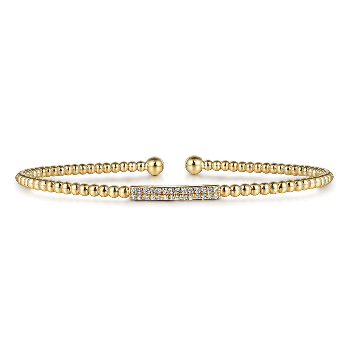 14K Yellow Gold Bujukan Bead Bangle with Diamonds BG4119-62Y45JJ