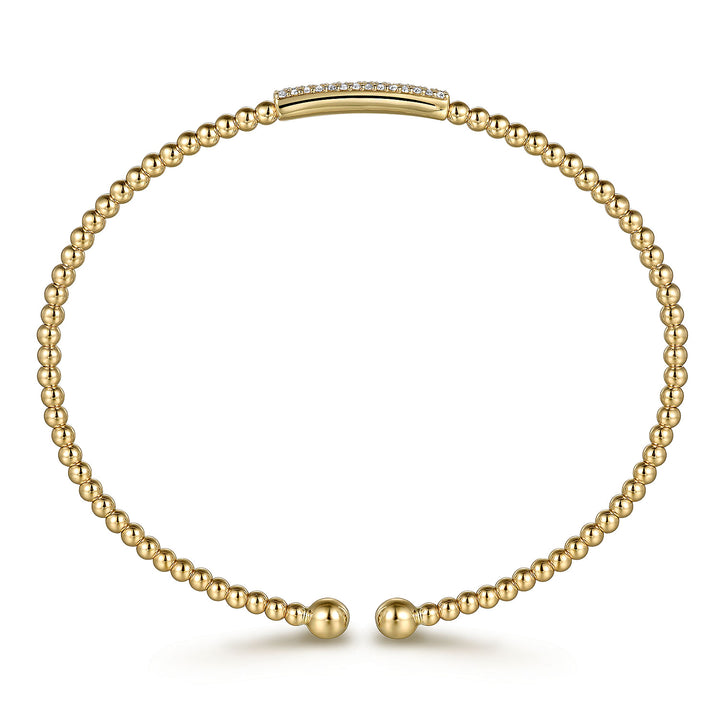 14K Yellow Gold Bujukan Bead Bangle with Diamonds BG4119-62Y45JJ