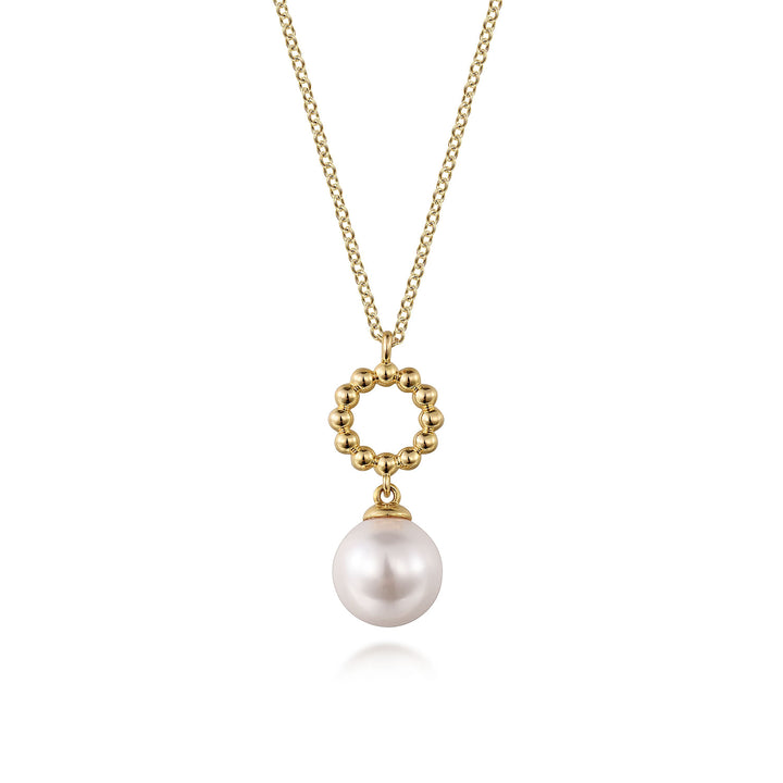 14K Yellow Gold Fresh Water Pearl Bujukan Drop Necklace NK7289Y4JPL