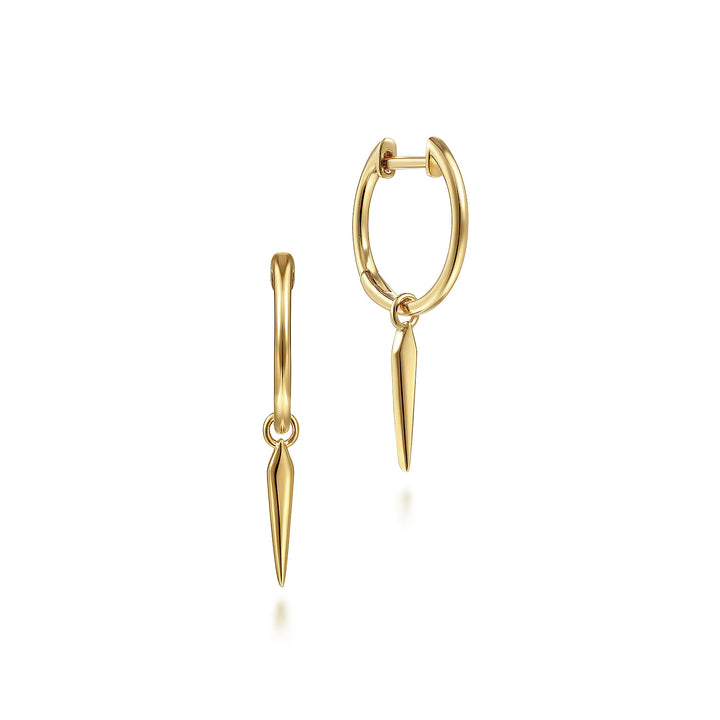 14K Yellow Gold Huggies with Spike Drop EG14093Y4JJJ