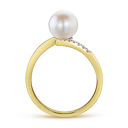 14K Yellow Gold Cultured Pearl and Diamond Open Wrap Ring LR51058Y45PL