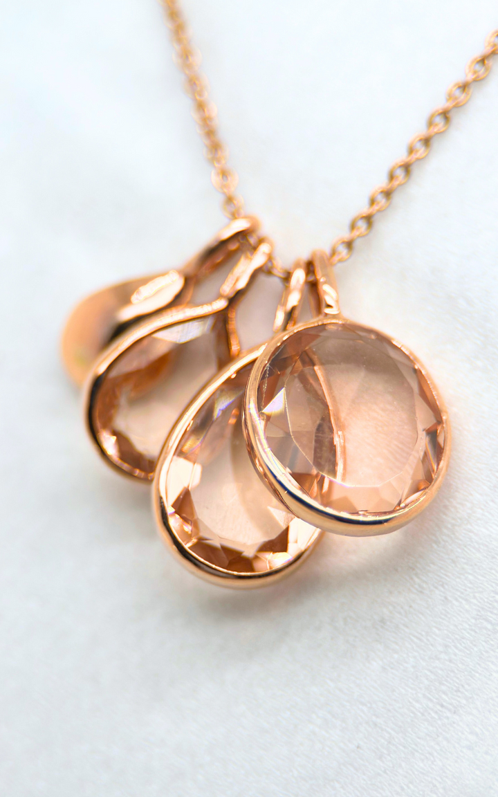 14K Rose Gold and Morganite 4-Pendant Necklace