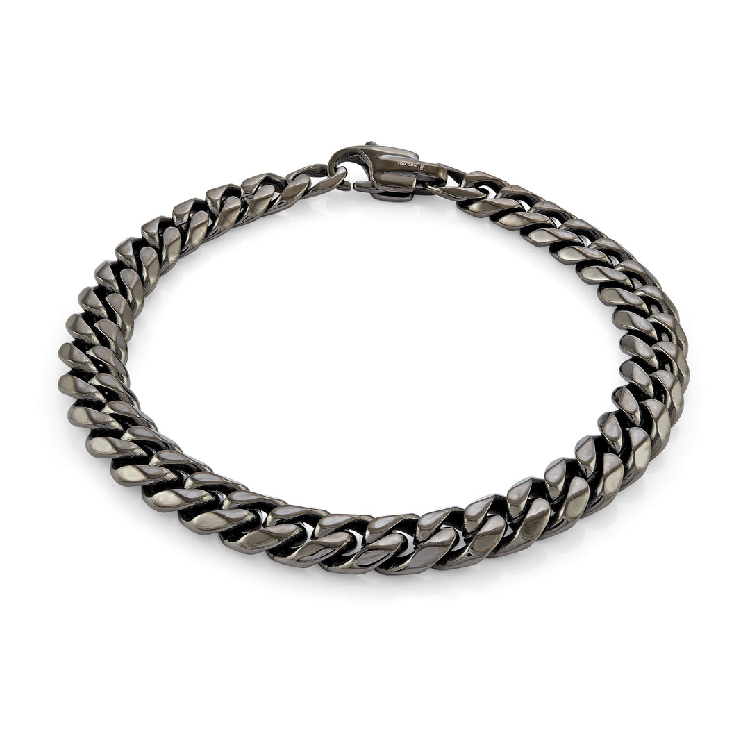 Italgem Black Cuban Link Bracelet 7.7mm at Golden Tree Jewellers