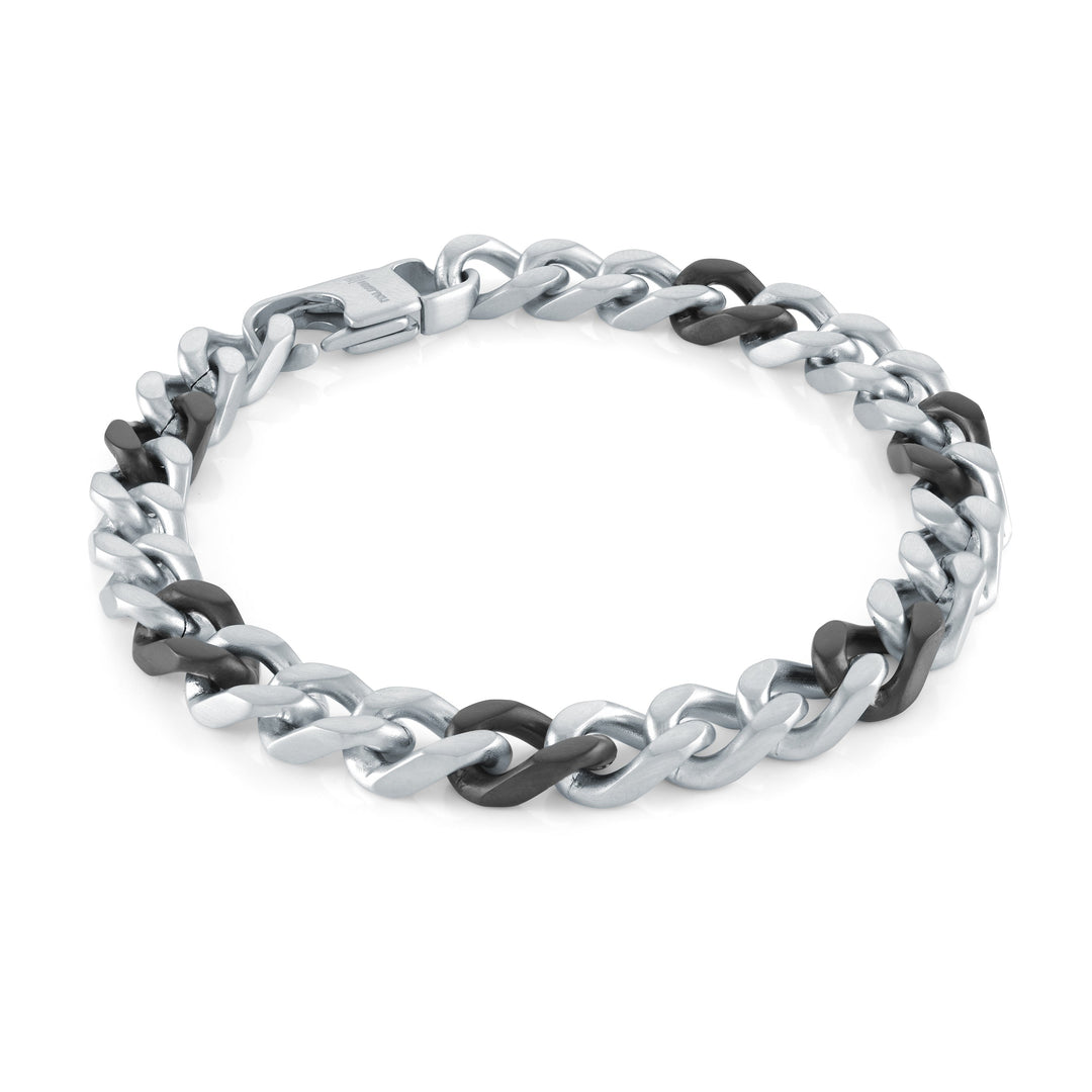 Italgem Two Tone Stainless Steel Curb Bracelet 8mm at Golden Tree Jewellers