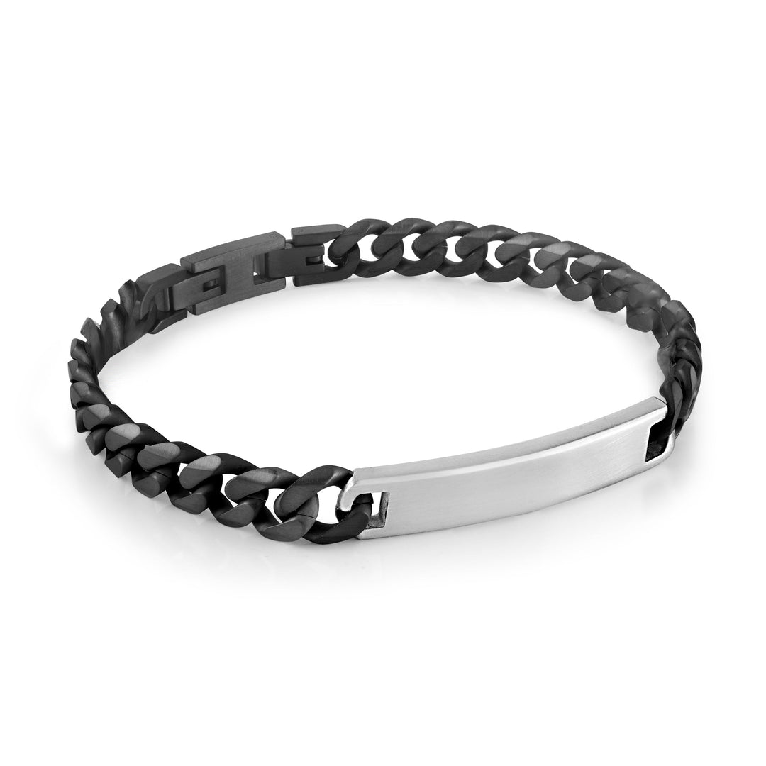 Italgem Curb Two-Tone ID Plate Bracelet 7.8mm at Golden Tree Jewellers