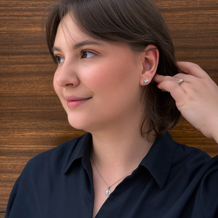 Pear Shaped Diamond Necklace and Earring Set