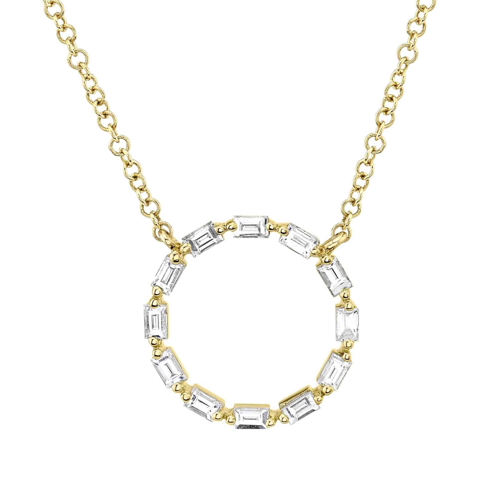 14K outlet Yellow Gold Pendant with Diamond baguettes.