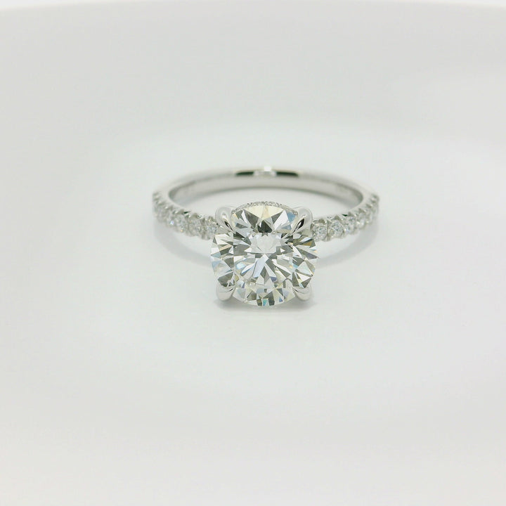 2.32 TCW Round Lab Diamond Pavé Engagement Ring in 14K White Gold