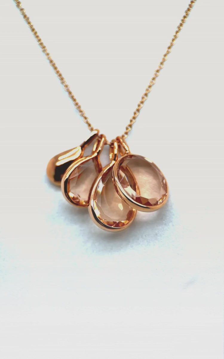 14K Rose Gold and Morganite 4-Pendant Necklace