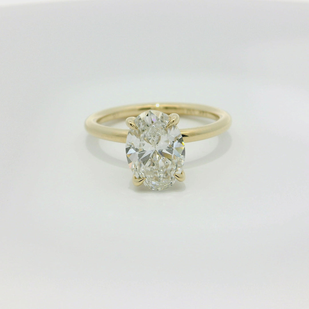 2.16 TCW Oval Lab Diamond Hidden Halo Engagement Ring in 14K Yellow Gold