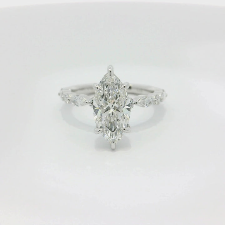 2.56 TCW Marquise Lab Diamond Stylish Engagement Ring in 14K White Gold