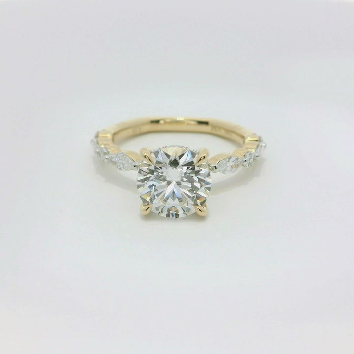 2.55 TCW Round Lab Diamond Stylish Engagement Ring in 14K Yellow Gold