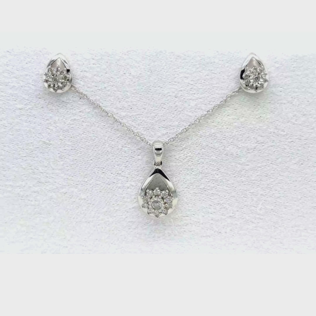 Pear Shaped Diamond Necklace and Earring Set