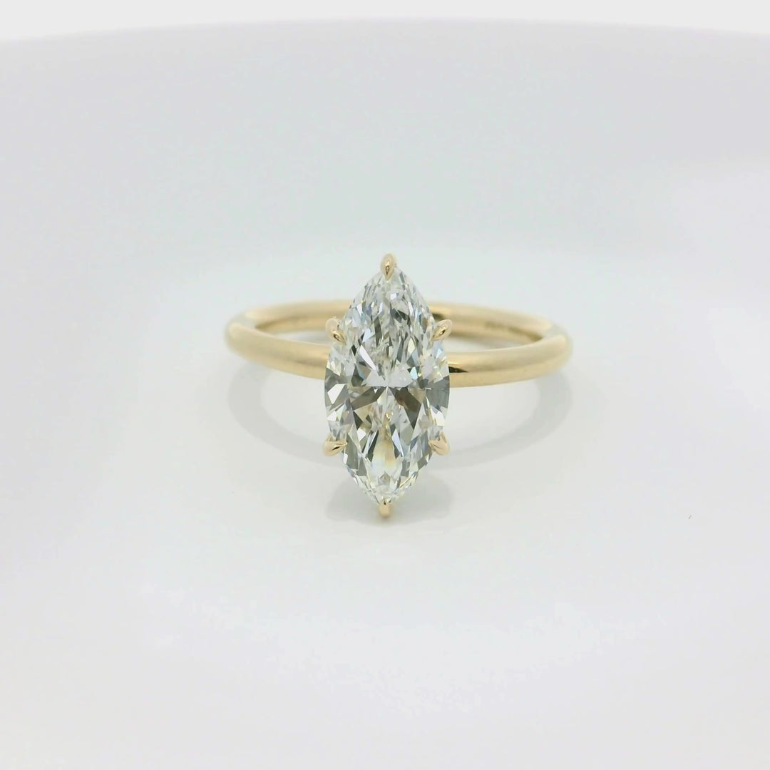 2.11 TCW Marquise Lab Diamond Hidden Halo Engagement Ring in 14K Yellow Gold