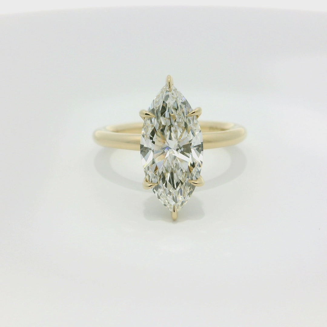 3.03 CT Marquise Lab Diamond Solitaire Engagement Ring in 14K Yellow Gold