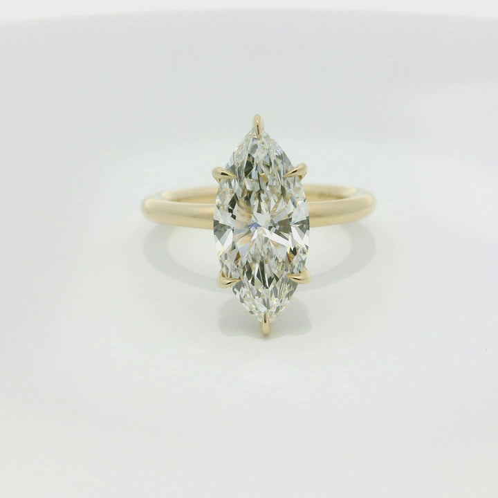 3.03 CT Marquise Lab Diamond Solitaire Engagement Ring in 14K Yellow Gold