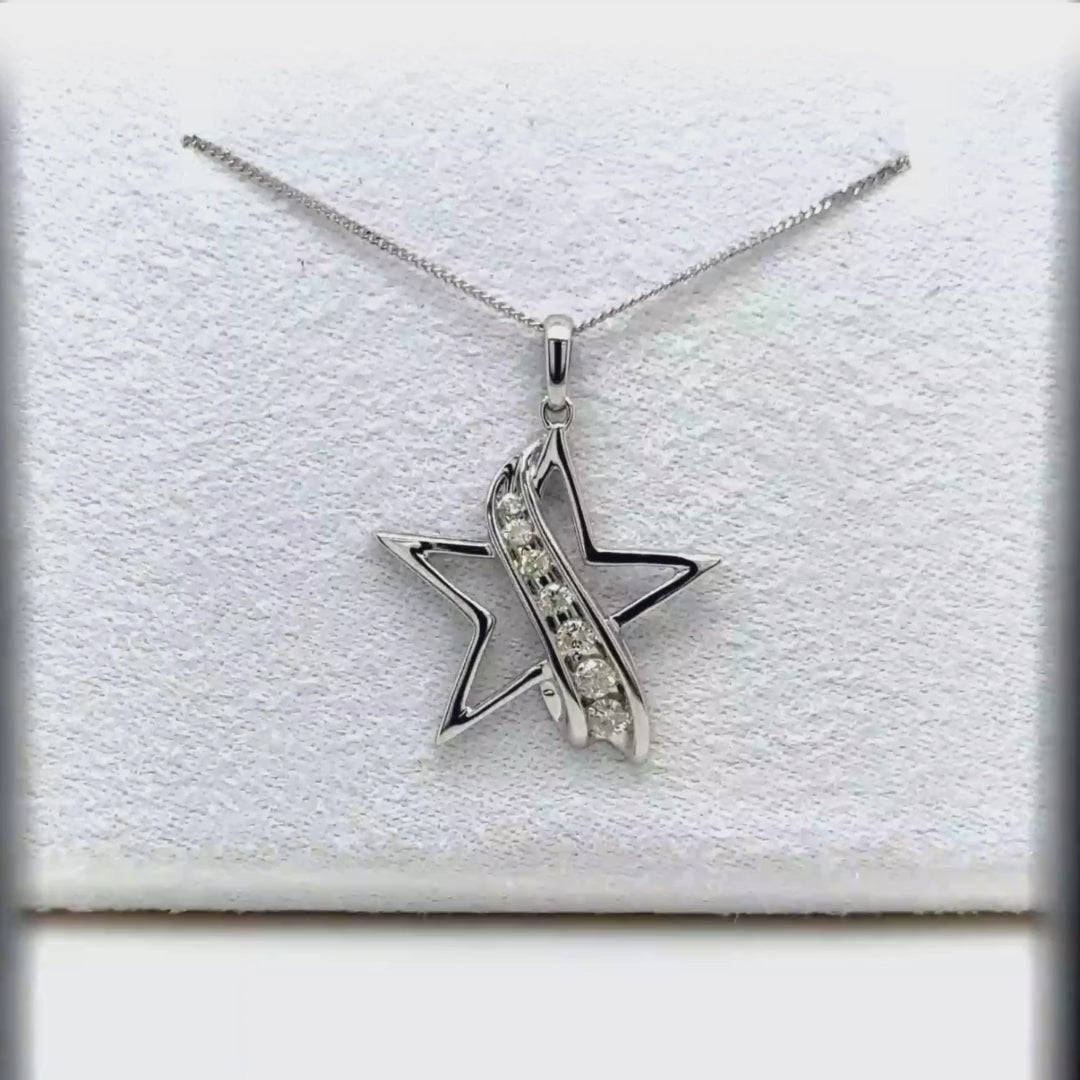 14K White Gold Star Journey Necklace