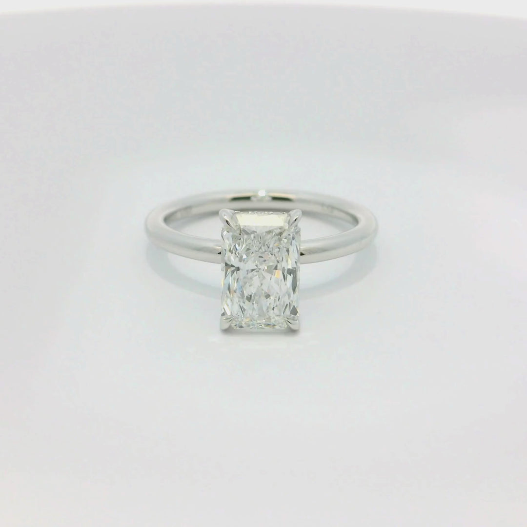 2.11 TCW Radiant Lab Diamond Hidden Halo Engagement Ring in 14K White Gold