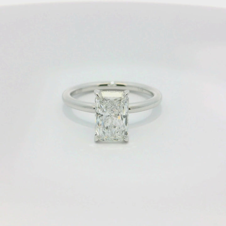 2.11 TCW Radiant Lab Diamond Hidden Halo Engagement Ring in 14K White Gold