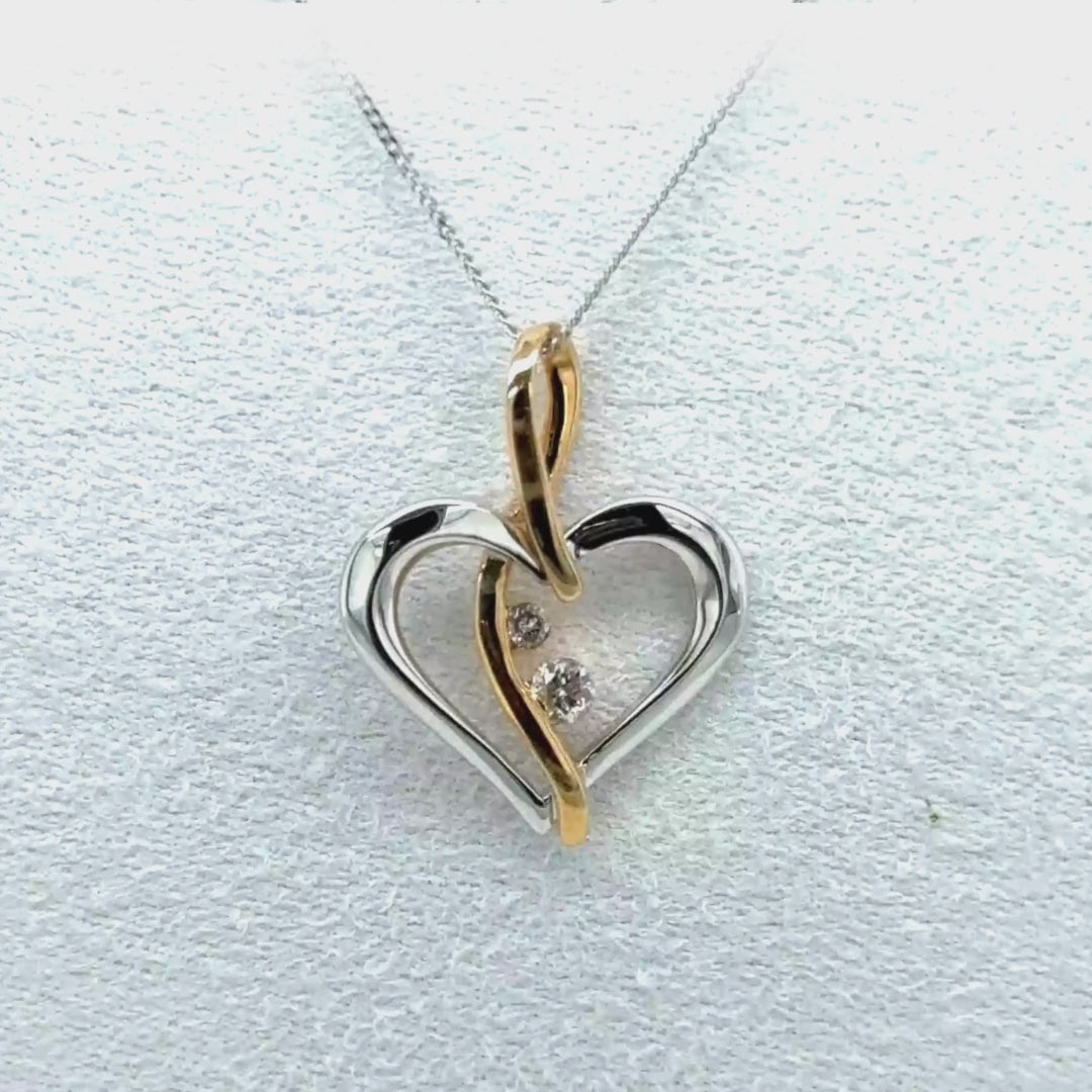 0.10 Ct Diamond Two-Tone Heart Necklace