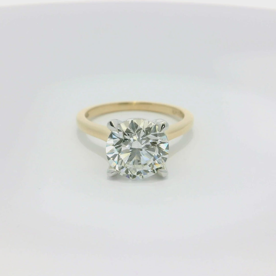 3 CT Round Lab Diamond Solitaire Engagement Ring in 14K Yellow Gold