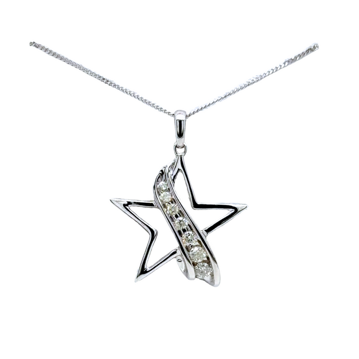 14K White Gold Star Journey Necklace