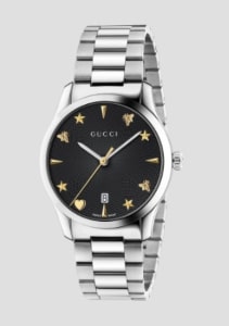A stainless steel Gucci watch from the G-Timeless Iconic collection