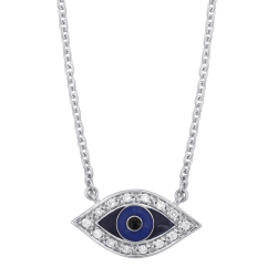 Evil Eye Necklace - White Gold