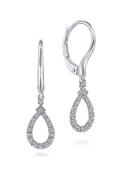 14K White Gold Pear Shaped Diamond Drop Earrings EG13759W45JJ