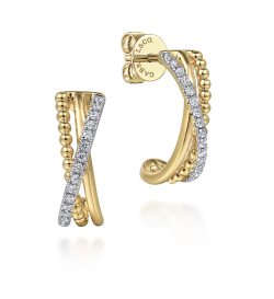 14K Yellow Gold Diamond Bujukan J Earrings