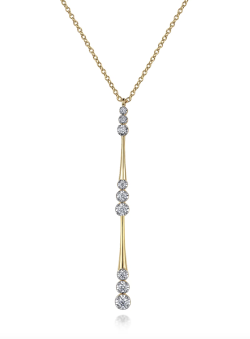14K Yellow Gold Graduated Diamond Station Drop Y Necklace