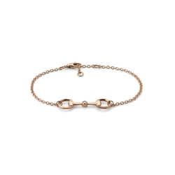 Gucci 18K Rose Gold Horsebit 0.03 ctw Diamond Chain Bracelet YBA796174001017