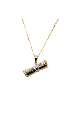 Graduation Scroll Necklace Yellow Gold 