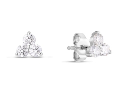 Roberto Coin 18K White Gold Classic Diamond 3 Stone Cluster Stud Earrings