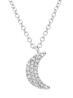 Shy Creation 14k White Gold 0.06ctw Diamond Crescent Moon Pendant SC55003091